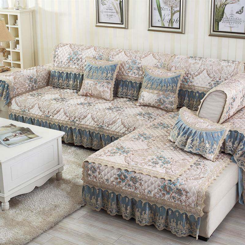 直销新款欧式时尚蕾丝提花沙发垫坐垫 简约现代四季布艺沙发套巾