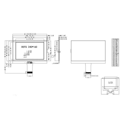 4.3寸LCD240160UC1698U COG点阵液晶显示屏 串并口 不带背光