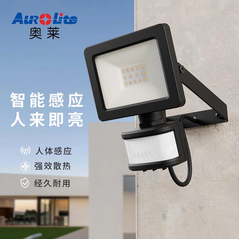 奥莱LED感应泛光灯小区壁灯人体感应投光灯户外防水庭院感应灯