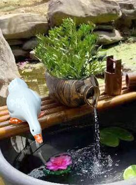 创意葫芦陶罐流水器鱼缸循环过滤陶瓷流水摆件水缸石槽水景搭