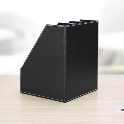 商务办公用品皮革三联文件架A4资料收纳架文件框筐座储物轻奢