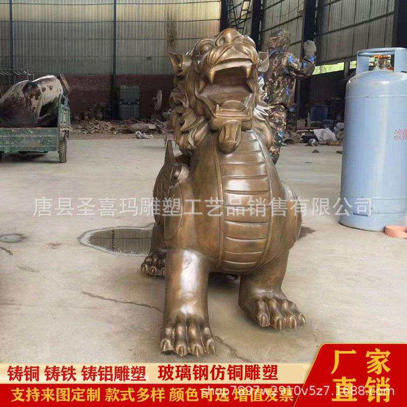 大型纯铜貔貅生产厂家 铸铜动物雕塑铜麒麟貔貅公司酒店门口摆件