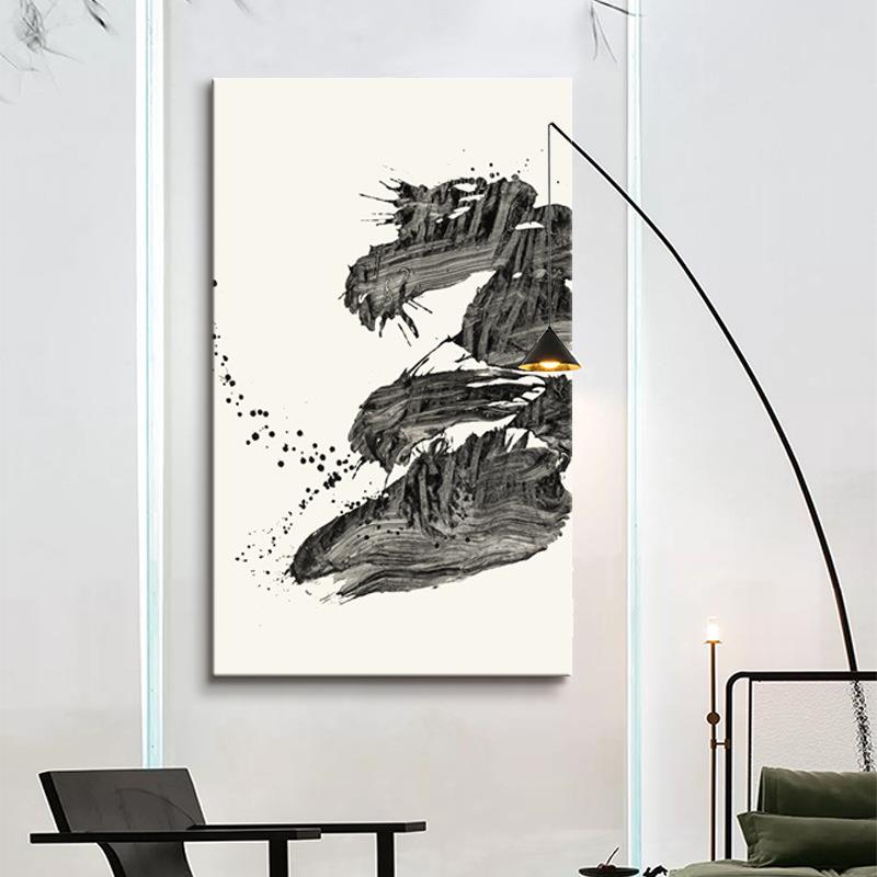 水墨书法书房字画新中式横版客厅背景墙挂画酒店民宿茶室装饰画