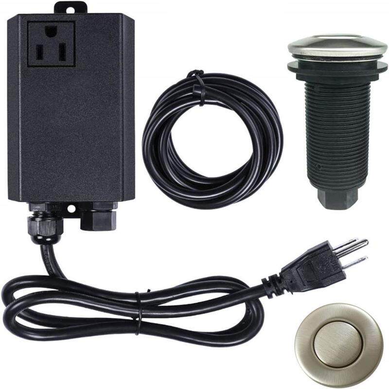 不锈钢拉丝厨房水槽垃圾处理器气动开关按钮套件长按式上下水开关