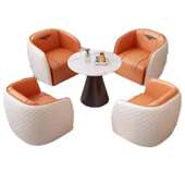 北欧现代皮艺沙发轻奢简约客厅商务卡座会客接待休闲沙发桌椅组合