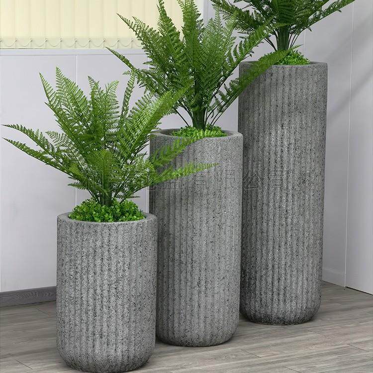 厂家户外水泥罗马柱花瓶商场客厅绿植盆栽室内大号玻璃钢花盆摆件