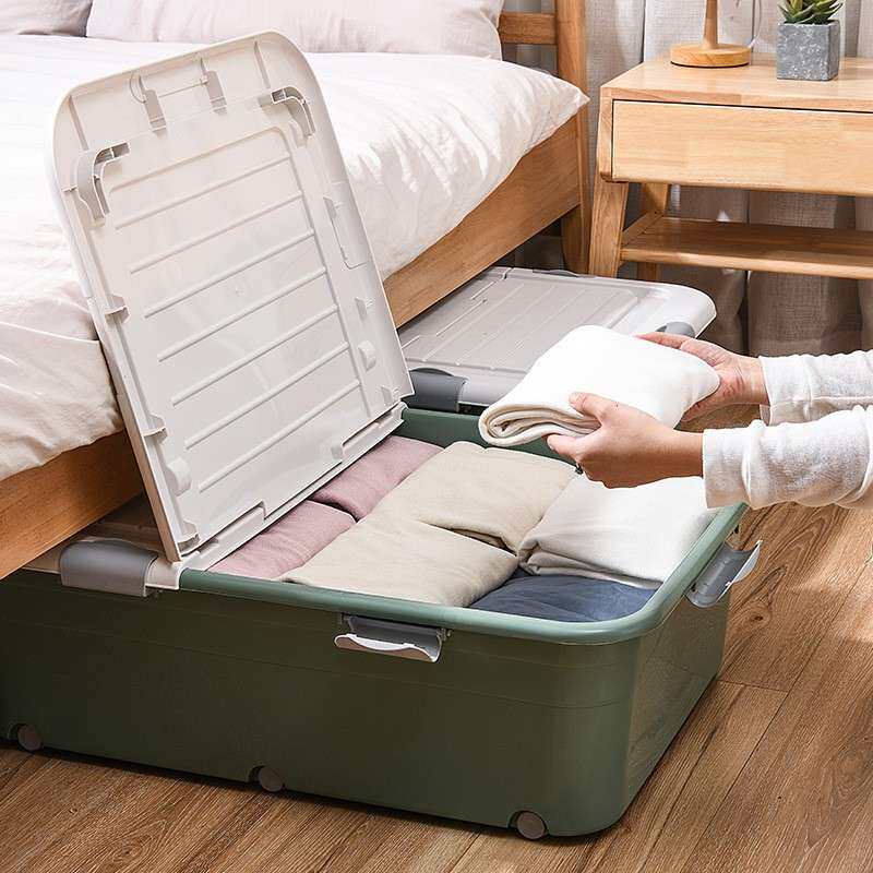 床底收纳箱带滑轮放床下整理箱家用抽屉式衣服储物箱扁平收纳神器