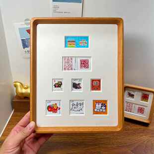 10寸生肖邮票大全收藏纪念相框实木摆台小众礼物装饰