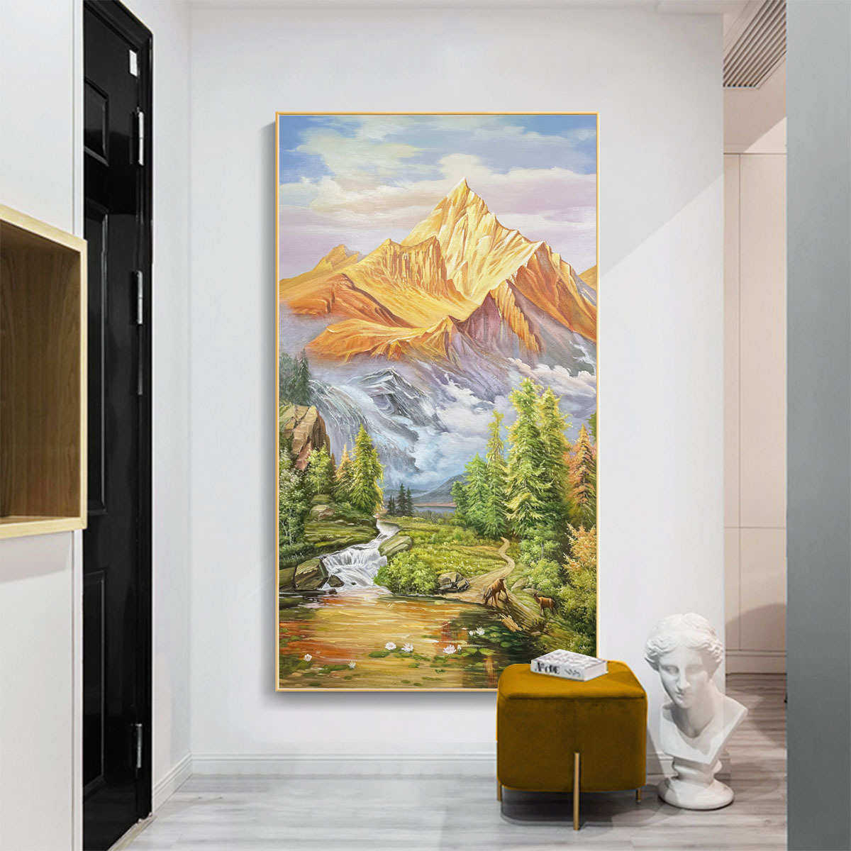 背有靠山客厅装饰画山水风景入户玄关挂画沙发背景墙高级感落地画