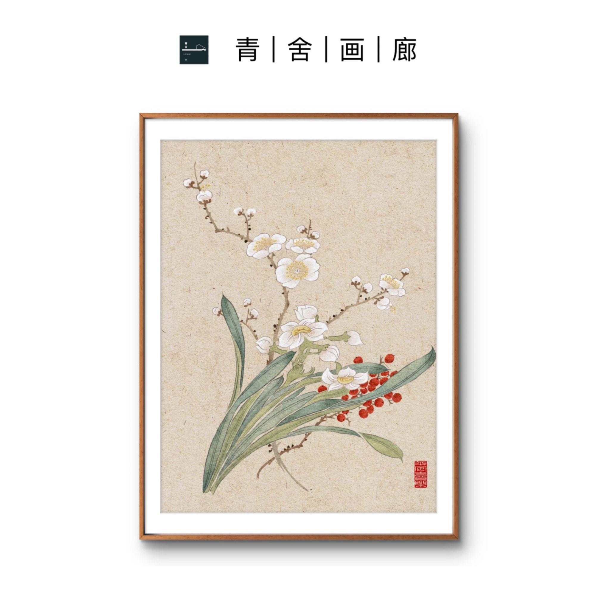 纯手绘定制国画工笔水墨花鸟装饰挂画客厅装饰画来图定制