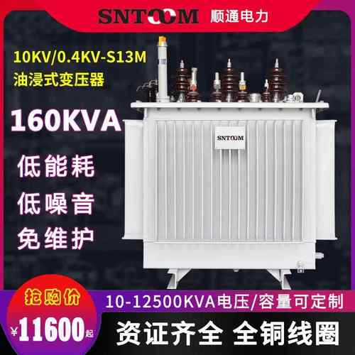 S13M大型工业油浸式电力配电变压器高压10KV250/315/80全铜160KVA