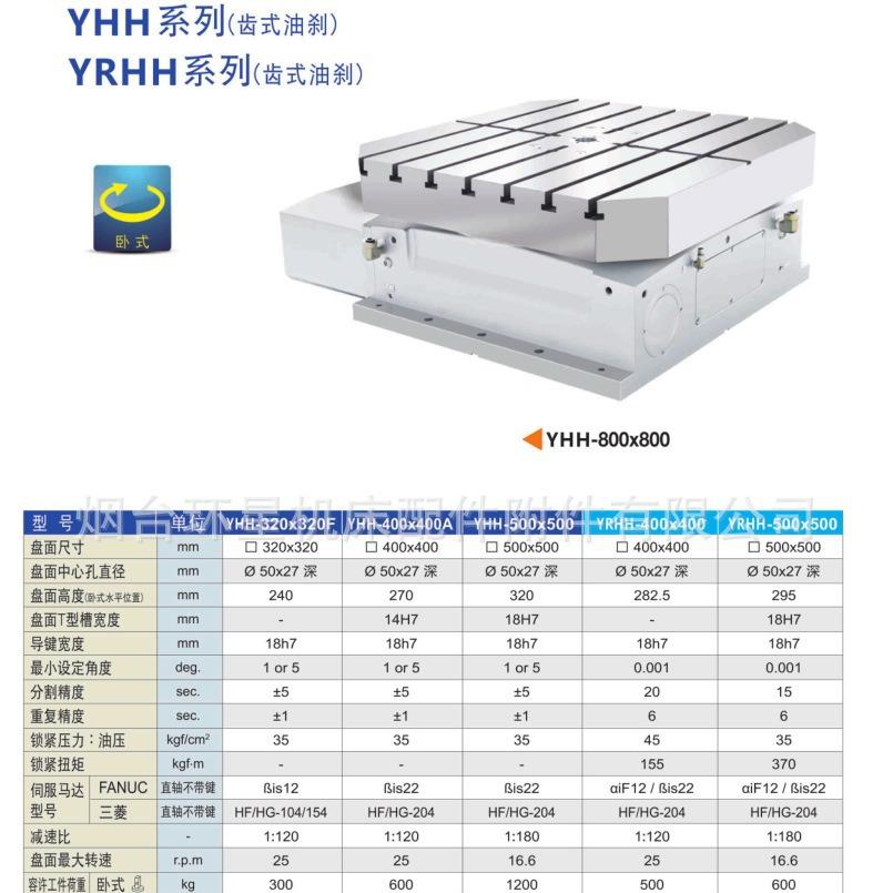 昱燊YHH-400*400(5°)数控齿式油刹转台第四轴数控分度头