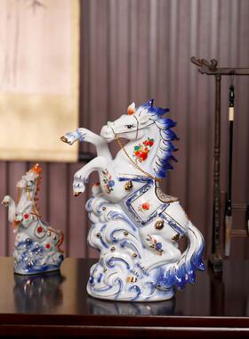 陶瓷大号马摆件招财办公室客厅家居装饰品白瓷工艺品马到成功摆设