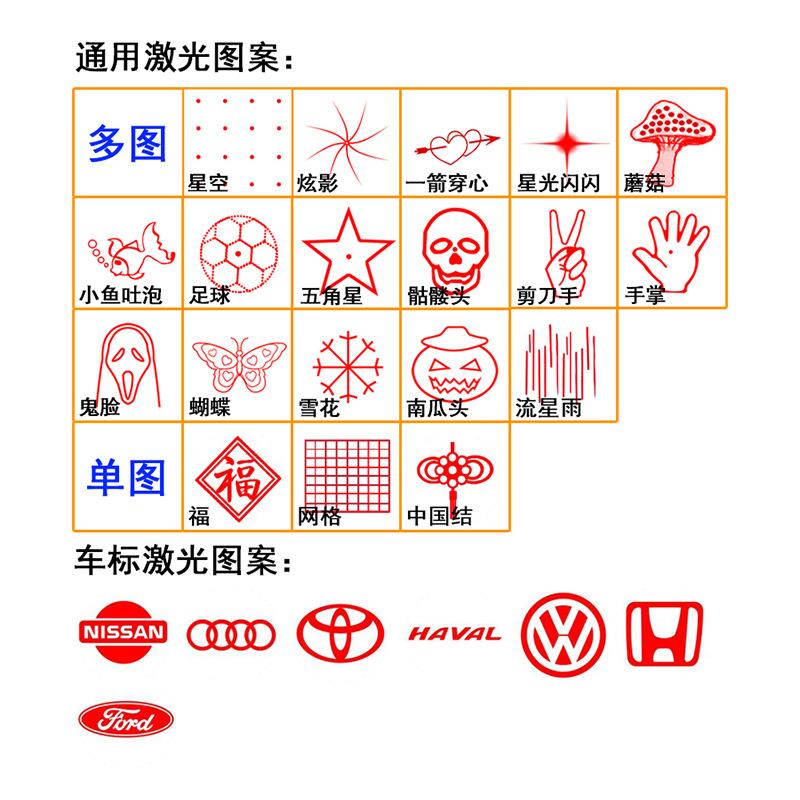 汽车摩托车激光S-08带图雾灯防追带尾灯装图案饰彩后雾灯改装配件