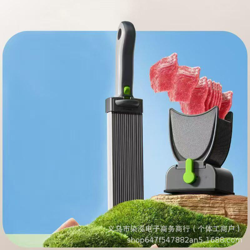 跨境切肉片器不锈钢刀快速肉片刀手动鲜肉切菜器家用薄片切肉丝机