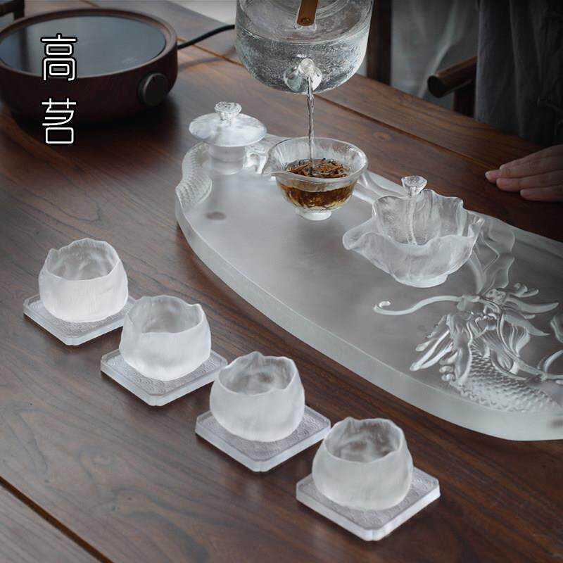 磨砂玻璃茶具套组家用功夫茶小杯子盖碗琉璃公道杯轻奢高档礼盒装
