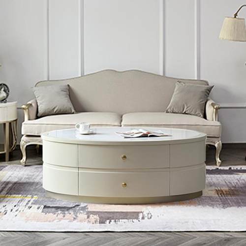 意式轻奢茶几小桌子小户型客厅椭圆家用茶台实木茶桌整装茶几