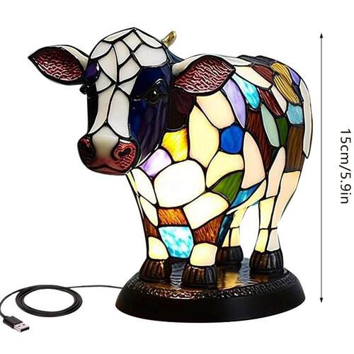 Animal Table Lamp小牛动物台 创意树脂家居床头发光牛头台灯摆件