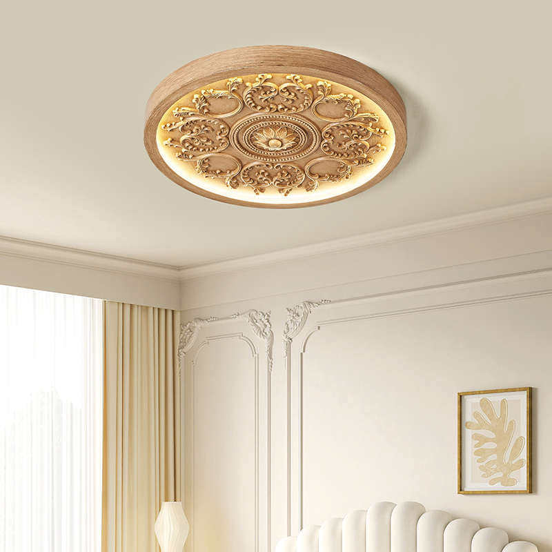 法式奶油风吸顶灯现代简约圆形艺术设计感主卧室餐厅灯原木风灯具,家装灯饰光源,智能吸顶灯,淘宝优惠券,粉丝福利购,淘宝优惠卷