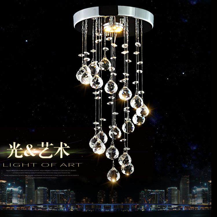 酒店现代简约螺旋吊线水晶灯圆形LED阳台灯过道走廊玄关灯具