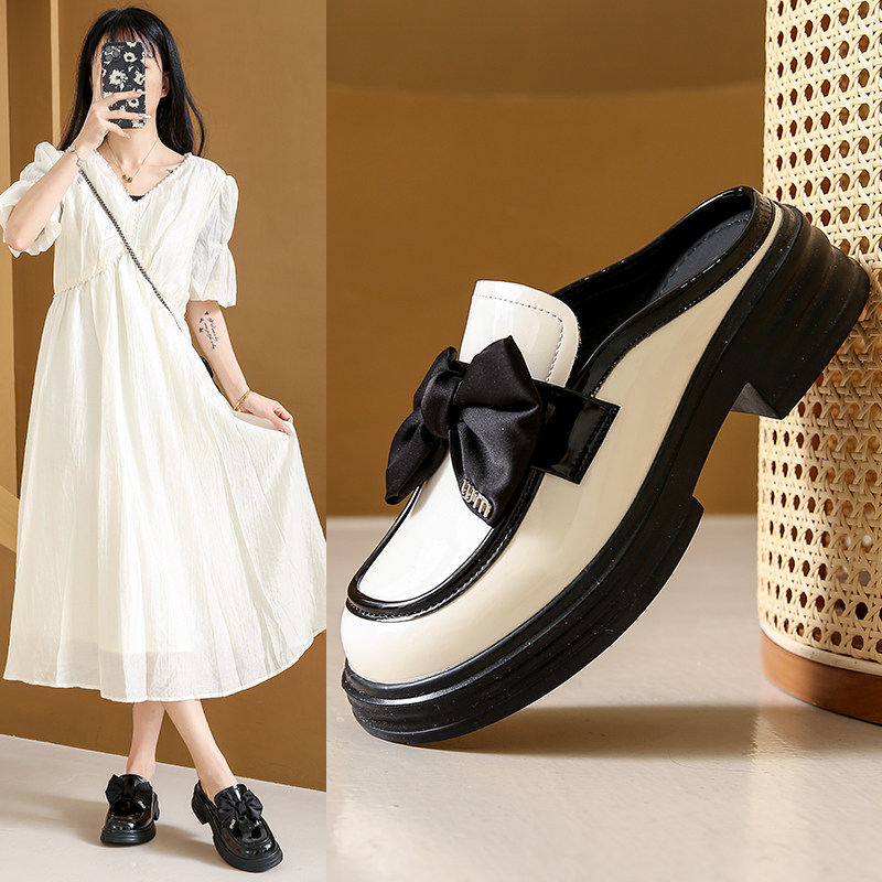 孕妇单鞋女宽头皮鞋2025春季新款一脚蹬包头半拖女鞋无后跟懒人鞋,女鞋,深口单鞋,淘宝优惠券,粉丝福利购,淘宝优惠卷