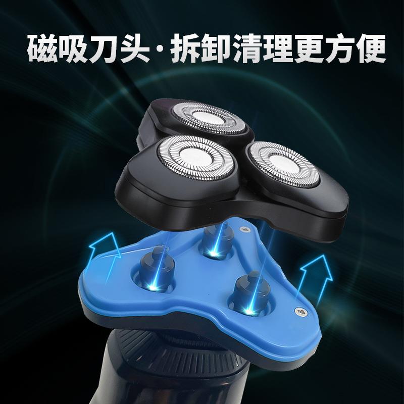 新款直销跨境爆款刀头电动剃须刀全身防水磁吸三合一刮胡刀长效续