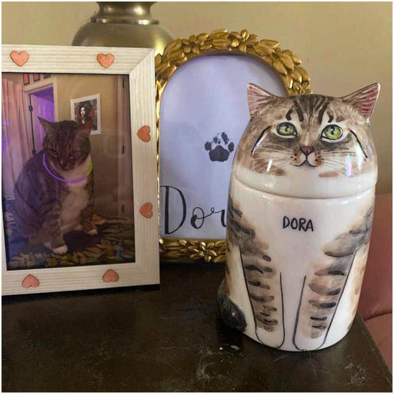 蘑菇宠物个性化猫骨灰盒手绘来图定制殡葬去世留念品密封狗骨灰罐