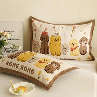 卡通全棉四层纱布枕套一对装 通用整头套 纯棉48cmx74cm枕头套四季