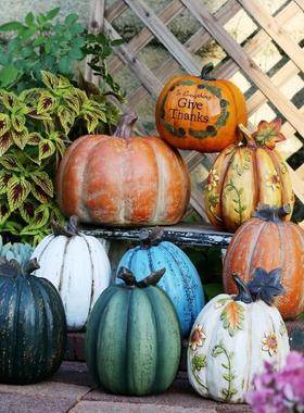 花园装饰庭院树脂大南瓜草地摆件复古万圣节园林景观小品拍照道