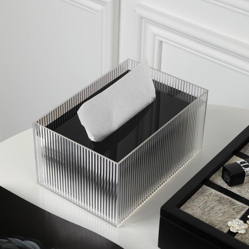 中古轻奢风亚克力纸巾盒家居客厅茶几餐桌抽纸盒酒店餐巾纸收纳盒