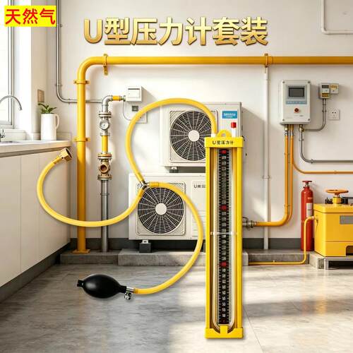 u型压力计套装压差计燃气打压测漏气球三通配瓦斯压力计压差计