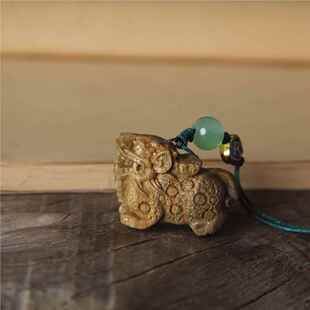 绿木VHZ麒麟手意机件个性男女款汽车生挂檀肖挂饰钥匙链紫檀创礼