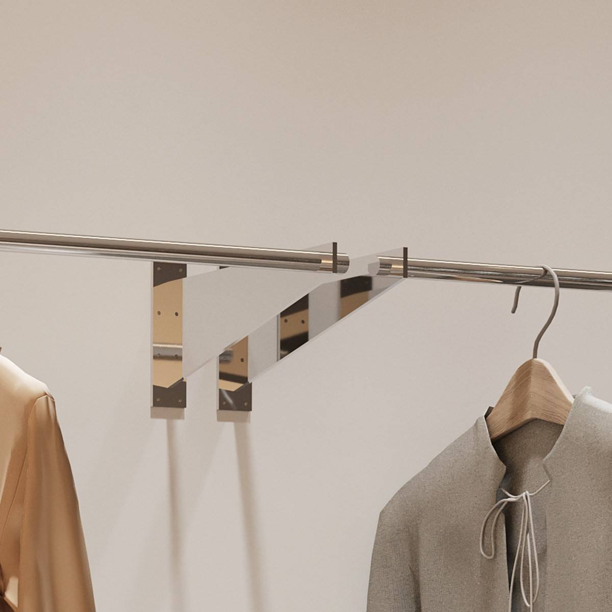 不锈钢拉丝墙上壁挂服装展示架服装店专用网红上墙挂衣架可定制