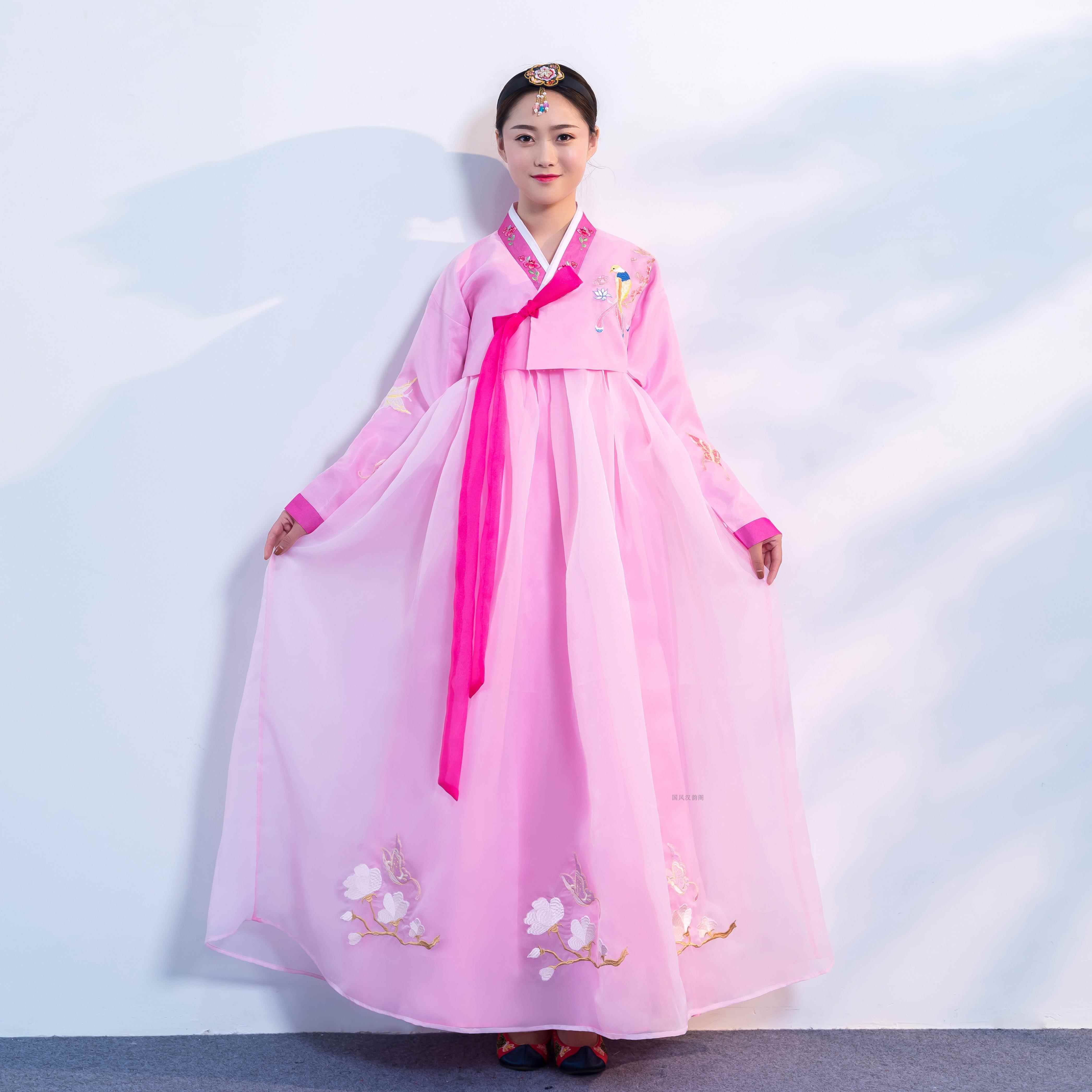正品新款韩服绣裙女韩国刺花婚庆装礼服朝鲜民族上衣长套演出舞蹈