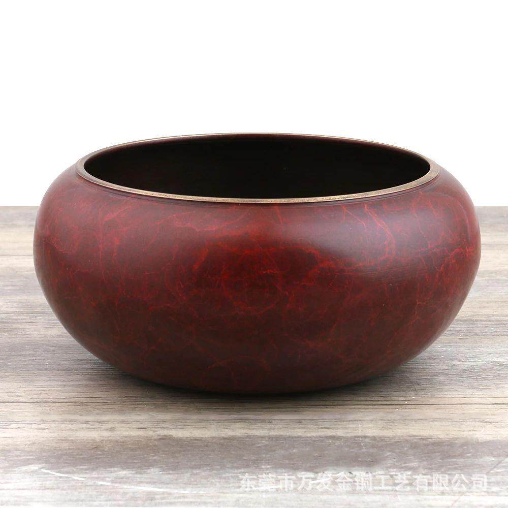 铜聚宝盆摆件平安大铜缸风水钵故宫缸铜高温彩铜钵简约工厂