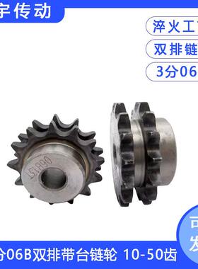 3分06B-2双排带台链轮齿轮10/12/13141516171819202122/23T-50齿