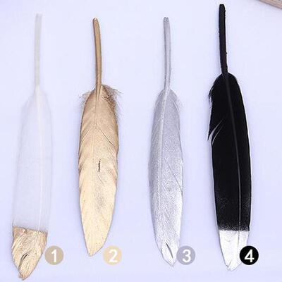 50pcs/bag Gold Plated Feathers 5-7inches for Christmas