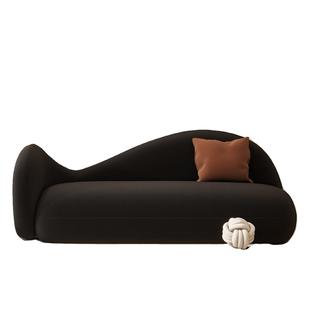 现代简约布艺沙发小户型网红款客厅卧室休闲弧形黑色小双人位沙发