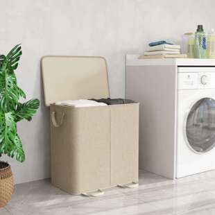 双层洗衣篮带盖可拆卸洗衣袋大号可折叠2个隔层脏衣服篮带把手