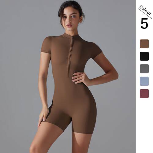 Zip Front Bodysuit Pilates Everyday Wear Tummy Control Booty