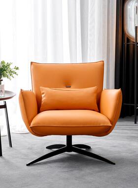 意旋大闲利设计皮布561单人发椅沙客厅轻奢北欧风简约可转懒人休