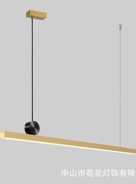 餐厅吊灯轻奢简约设计师餐桌线条灯极简一字型全铜长条办公室吊灯