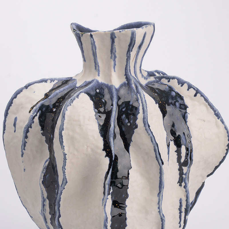 侘寂风鎏墨班青陶瓷花瓶家居样板间手工花艺花器中古艺术饰品摆件,家居饰品,花瓶,淘宝优惠券,粉丝福利购,淘宝优惠卷