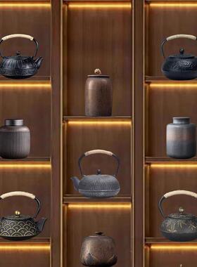 新中式博古架多宝阁覆古茶室茶空间软装茶具茶叶罐装饰古风摆件