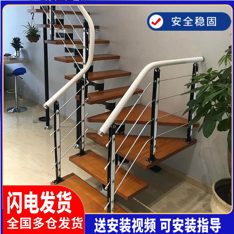 拉丝楼梯扶手护栏别墅室内外复式阁楼PVC栏杆围栏阳台不锈钢立柱