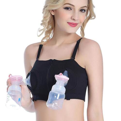 Front zipper hands-free breast pump underwear, postpartum