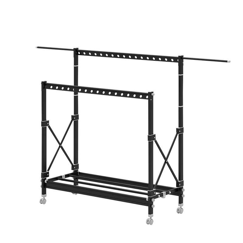 铝合金折叠晾衣架落地衣架伸缩室内外晒被架晾衣杆双杆落地晾衣架