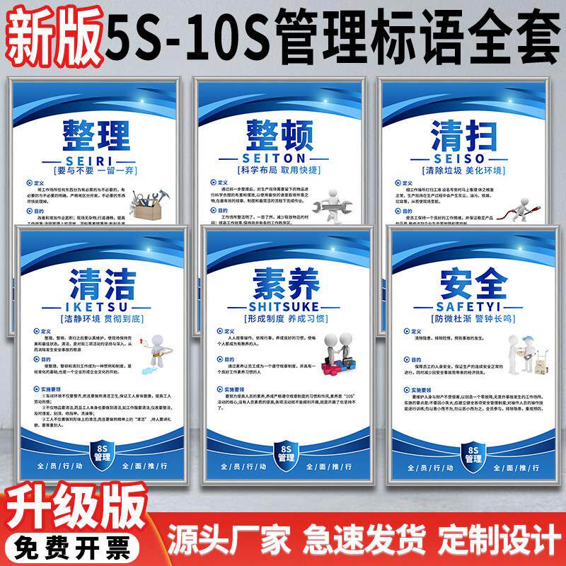 6S管理标语宣传工厂车间仓库展板上墙5S/7S/8S/10S企业文化标识牌