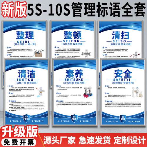 6S管理标语宣传工厂车间仓库展板上墙5S/7S/8S/10S企业文化标识牌