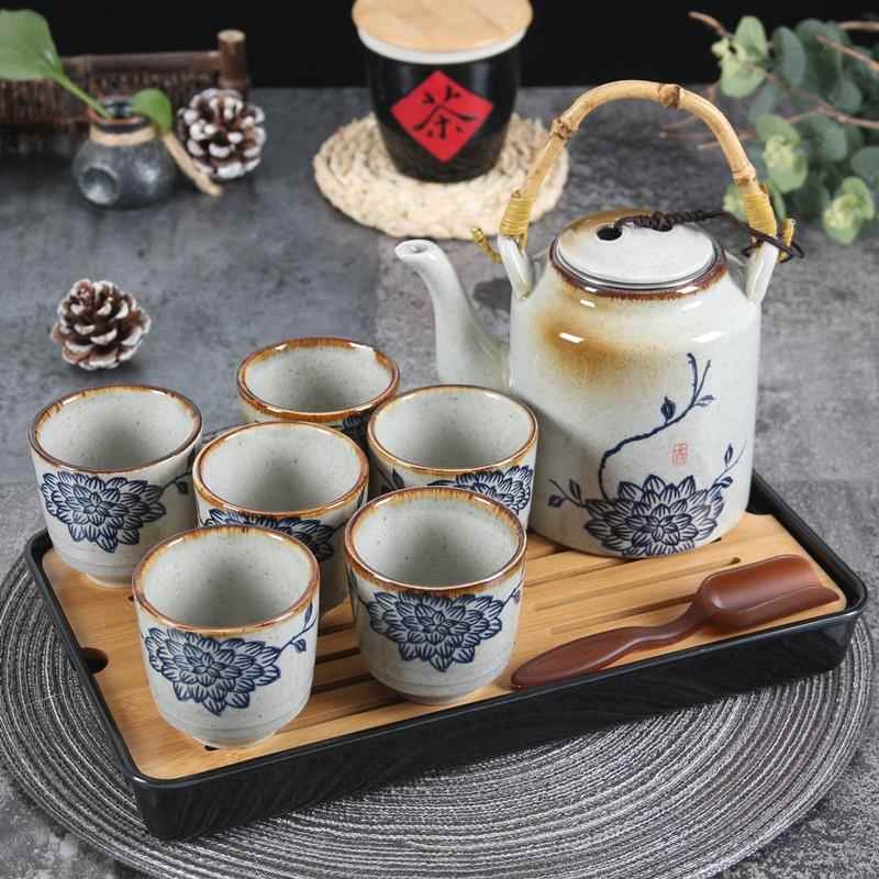 水老式陶瓷茶壶套装带滤网号提梁F76S78JM壶单饭壶家用凉壶餐大厅